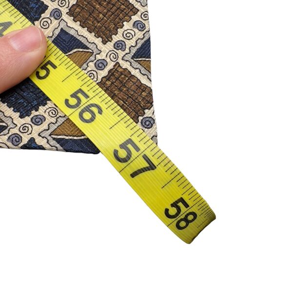Nob Hill Mens Silk Dress Tie Made in Italy Square Scroll Geometric Design 57" 4" - Picture 12 of 12